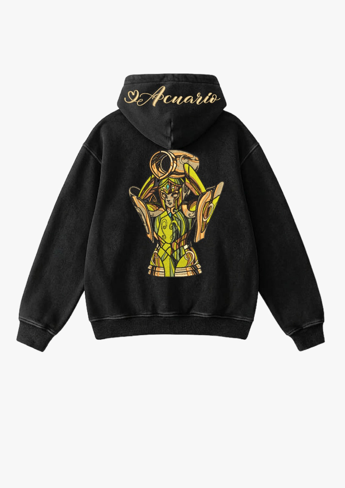 Hoodie bordado Acuario negro - vista posterior
