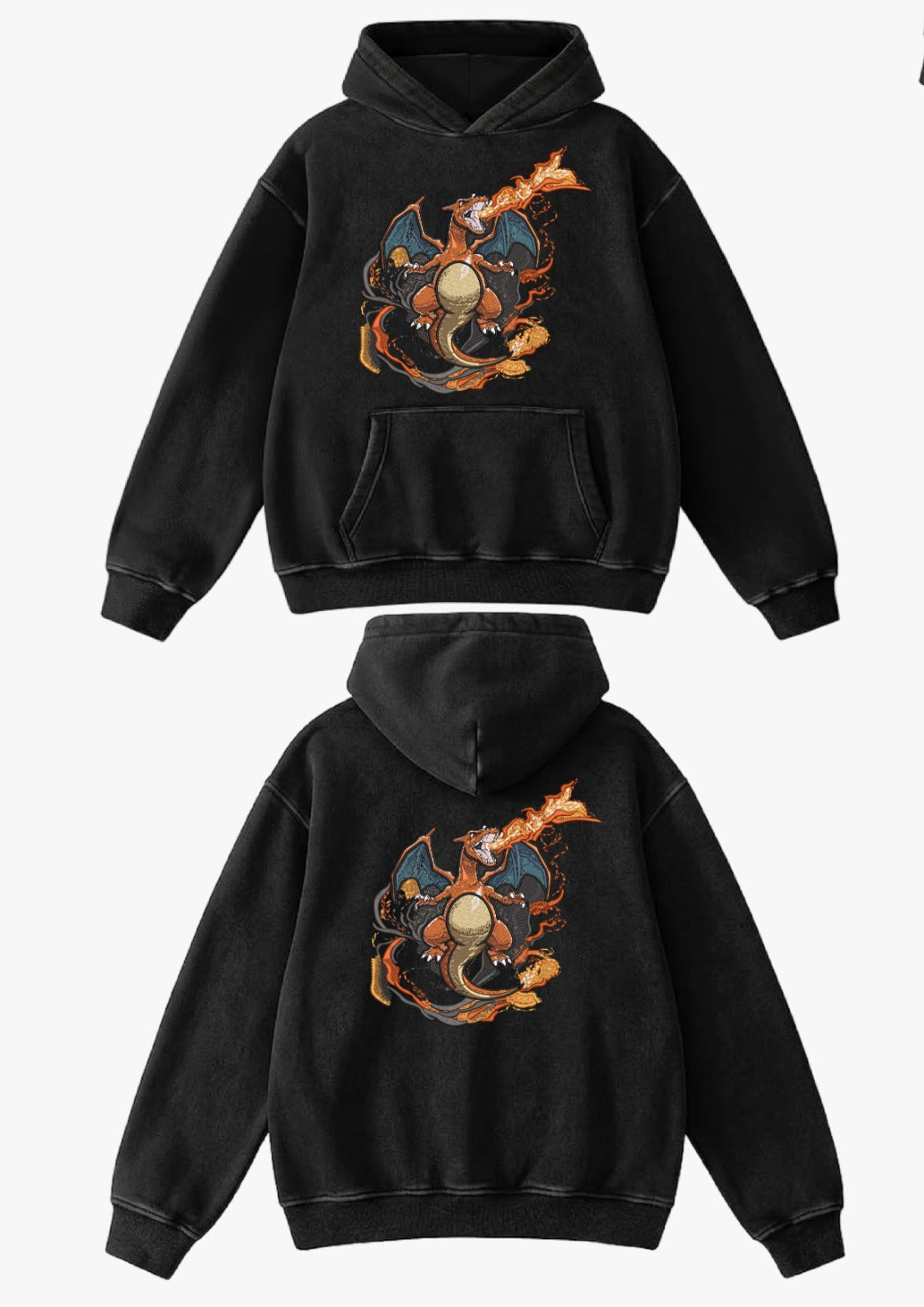 Hoodie bordado con anime, frente y espalda
