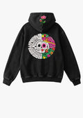 Hoodie negro bordado Calavera Mexicana Día de Muertos
