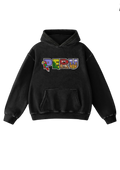 Sudadera negra con capucha y diseño PERU multicolor en el pecho